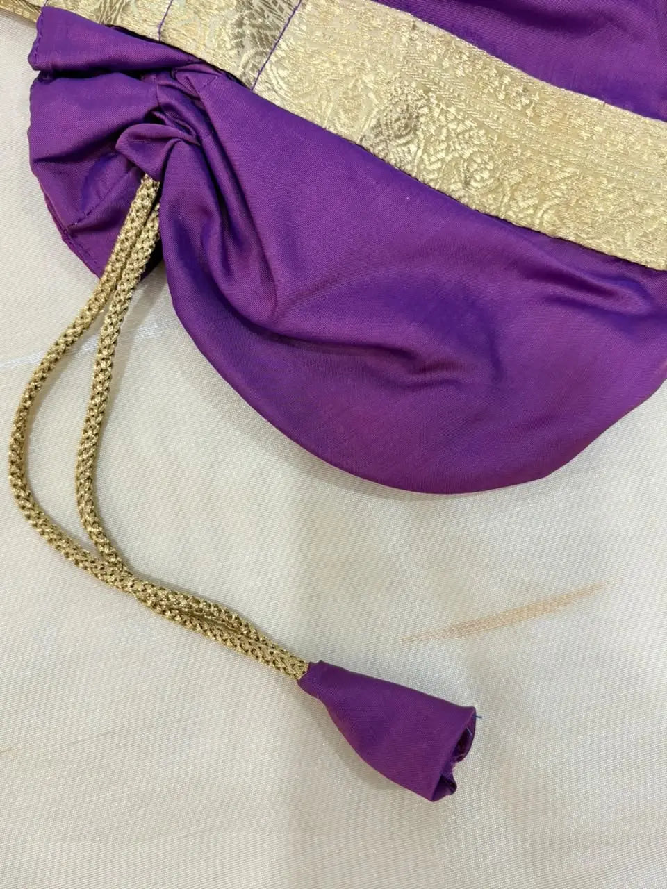 Potali Bags Jamun Gold Patti Potali Bag