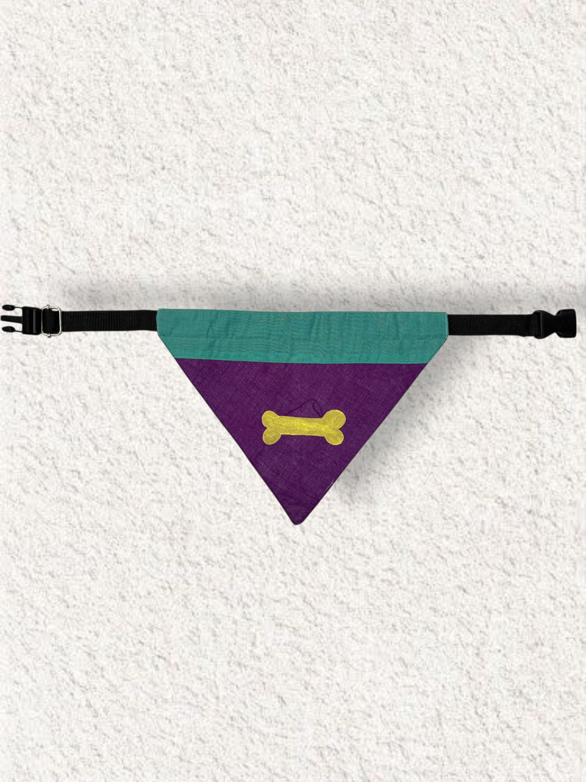 Pet Accessories Purple & Teal Bone Print Adjustable Dog Bandana