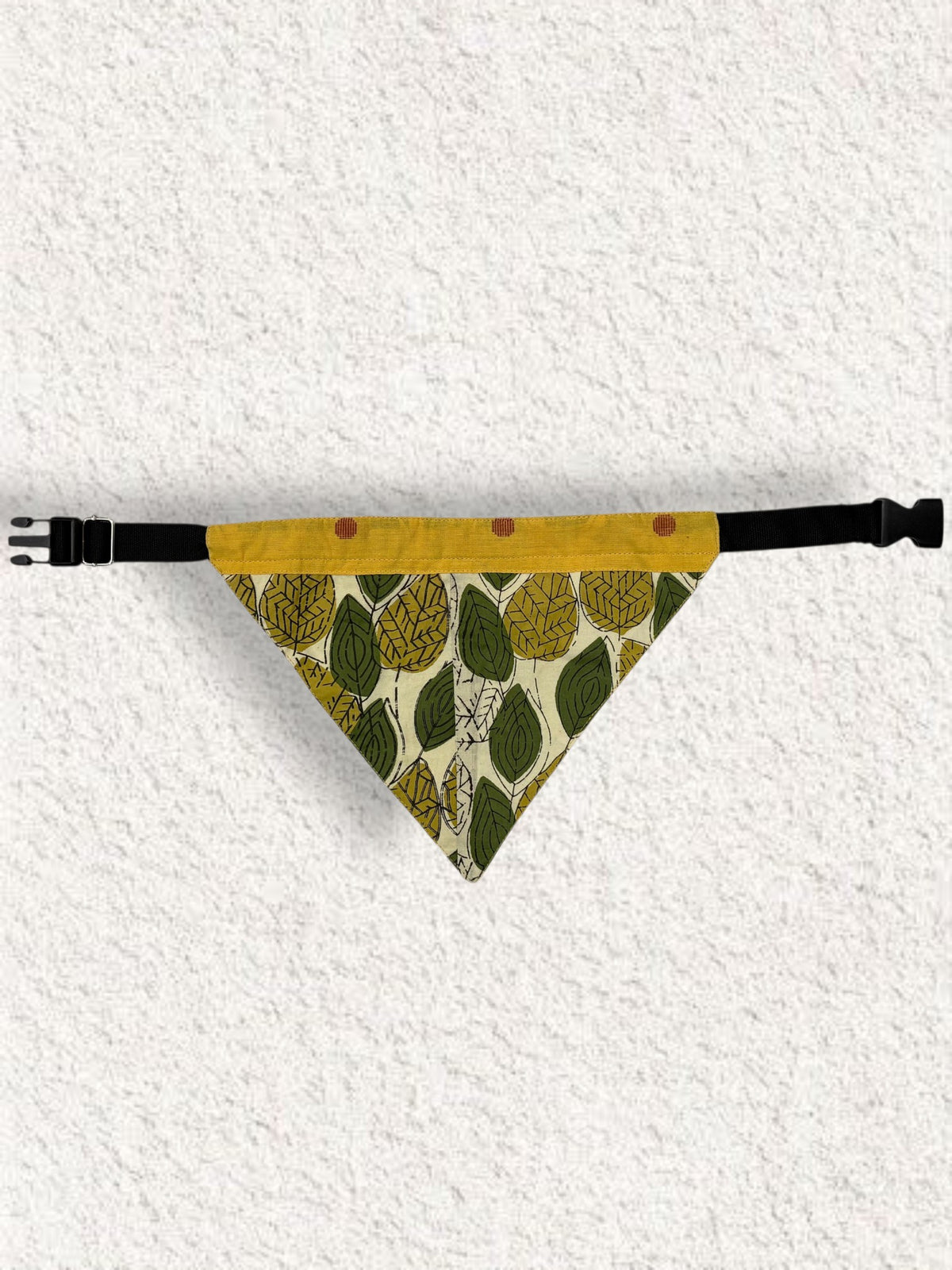 Pet Accessories Mustard Yellow & Green Leaf Print Adjustable Dog Bandana