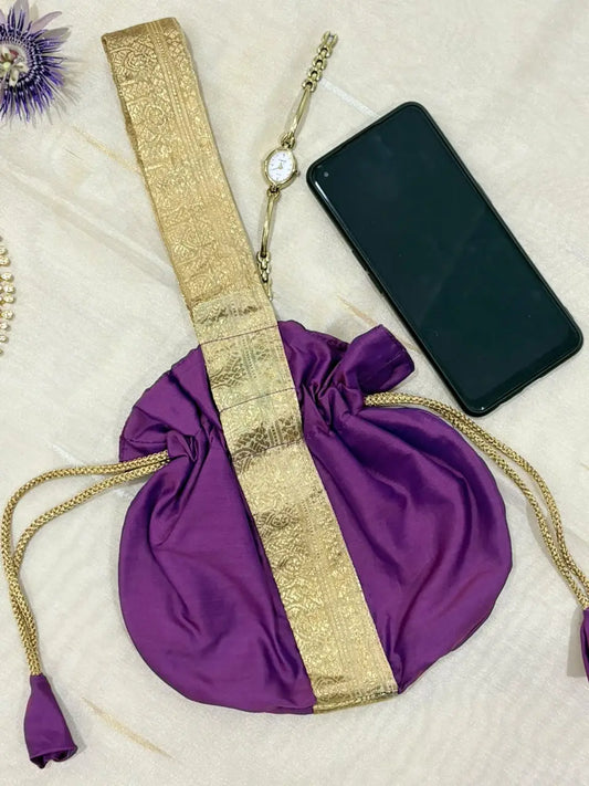 Potali Bags Jamun Gold Patti Potali Bag