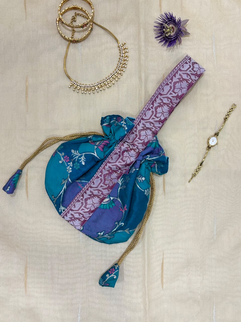 Blue Blossom Potali Bag TradzEco