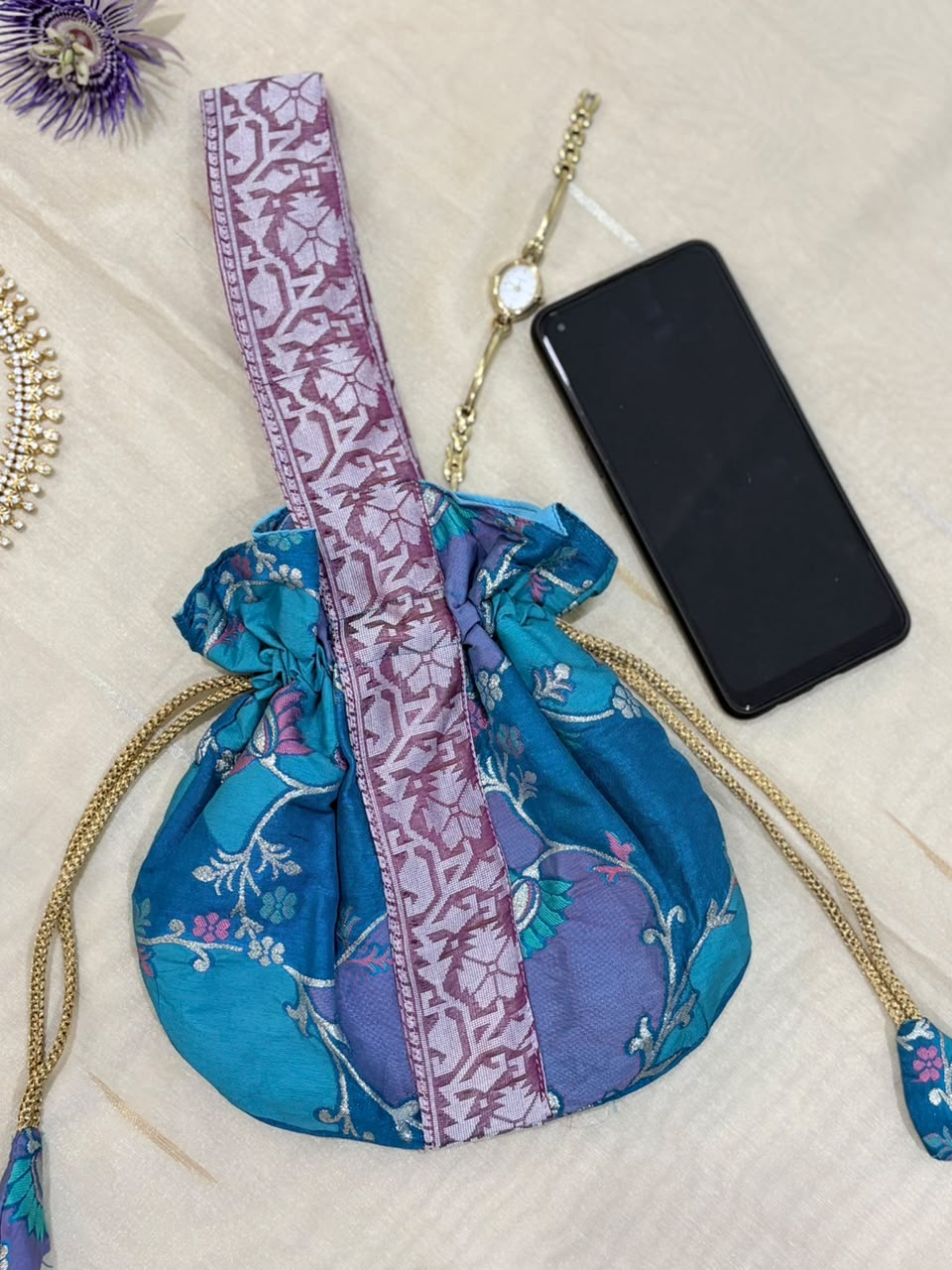 Blue Blossom Potali Bag TradzEco