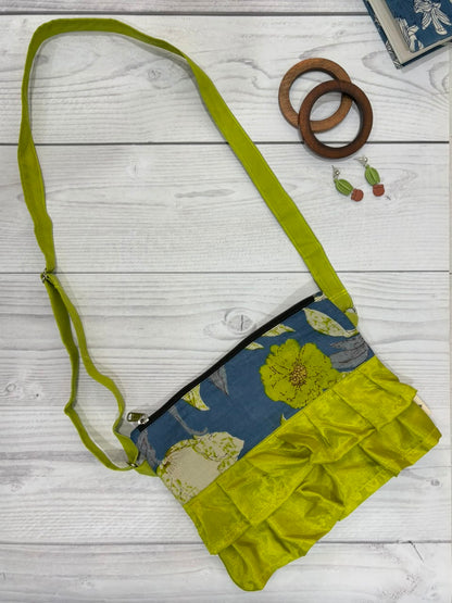 Teal Blue Floral Skirt Sling Bag TradzEco