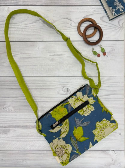 Teal Blue Floral Skirt Sling Bag TradzEco