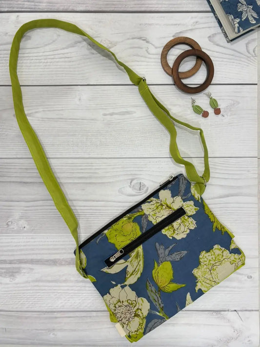 Skirt Sling Bag Teal Blue Floral Skirt Sling Bag