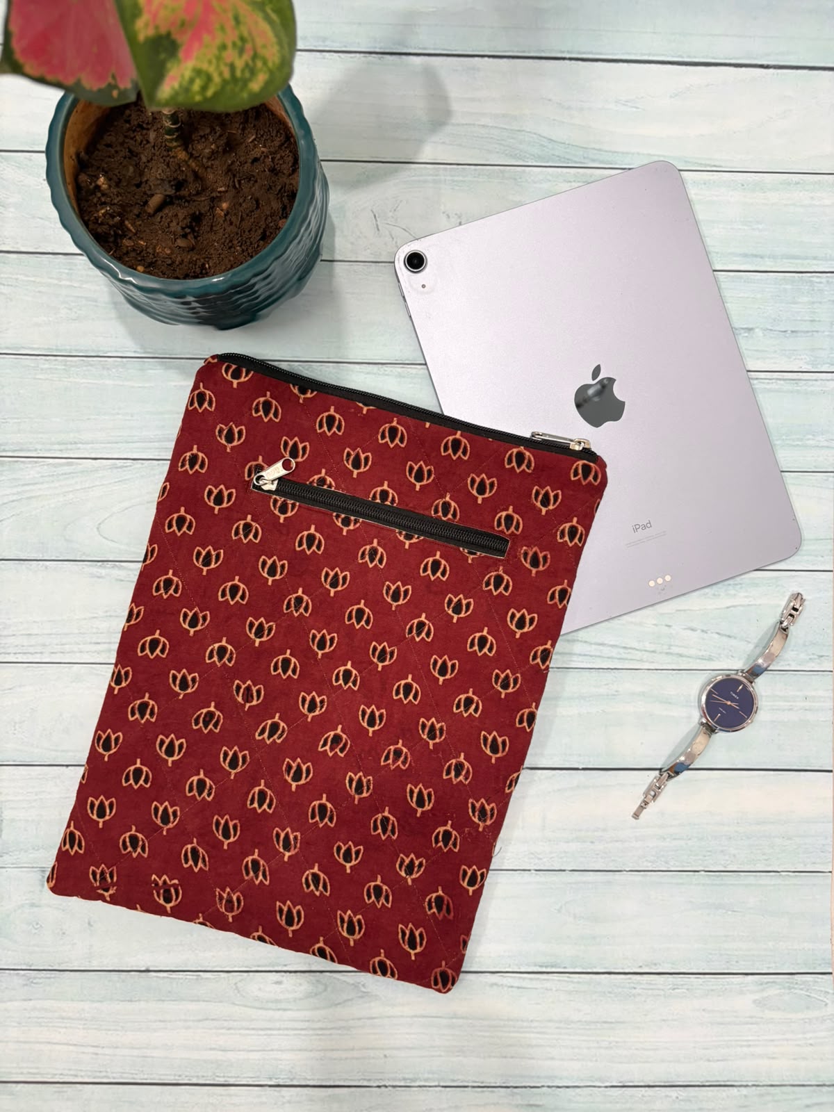 Rust Blossom iPad Sleeve TradzEco