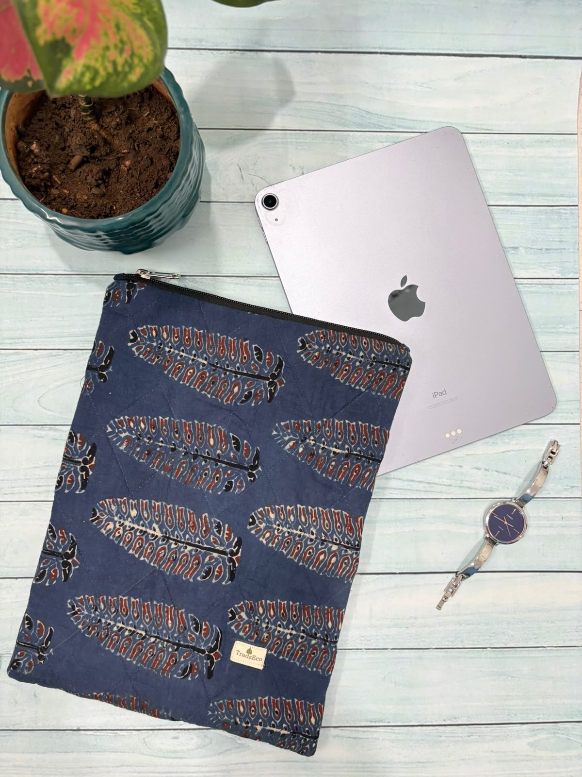 Indigo Feather iPad Sleeve TradzEco
